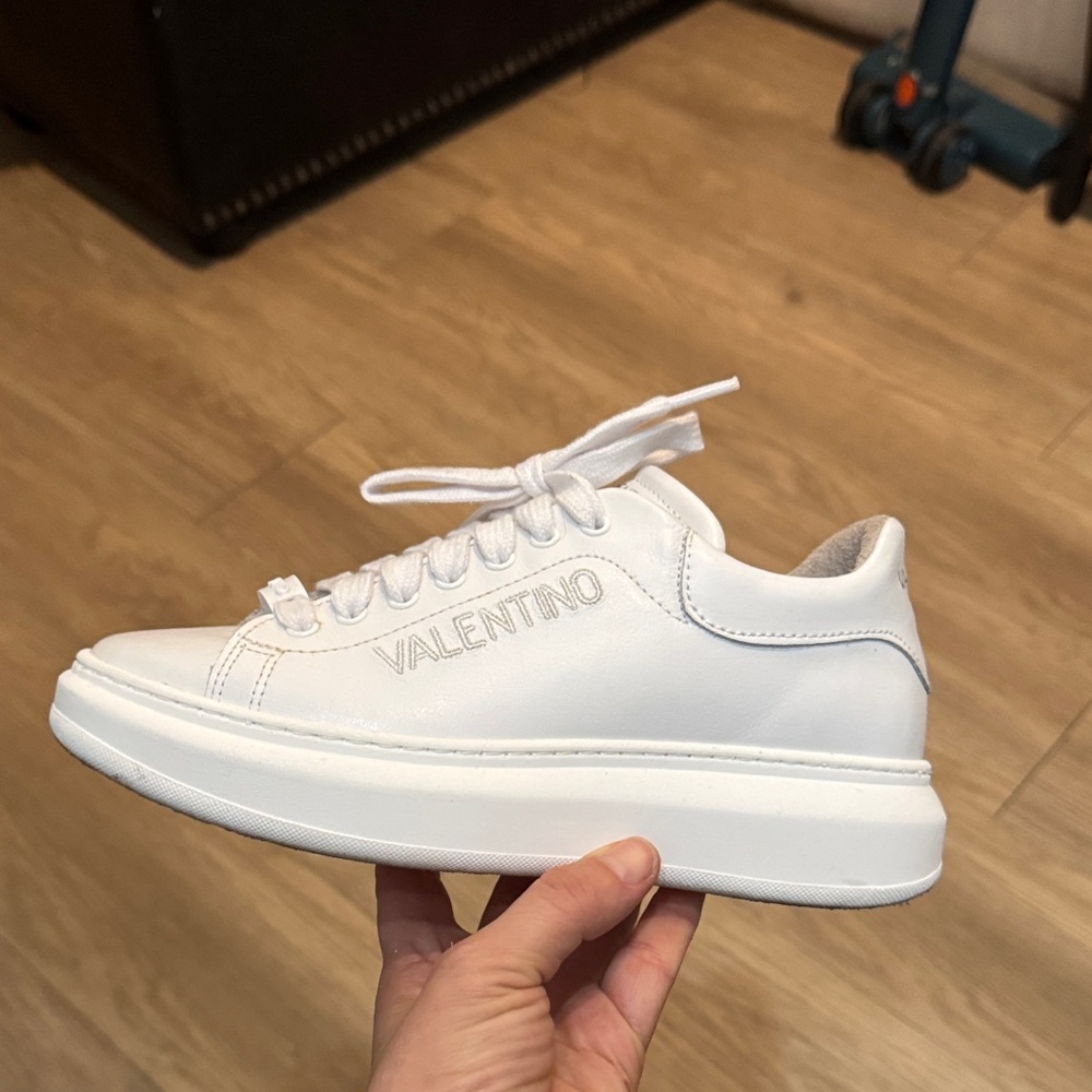 Valentino Classic White Lace-Up Sneakers